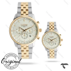ساعت ست لاکسمی 8563-4 دورنگ طلایی صفحه سفید Laxmi-9548-S