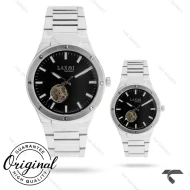 ساعت اتومات ست لاکسمی 8569-2 سیلور صفحه مشکی Laxmi-9581-S
