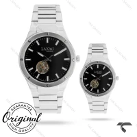ساعت اتومات ست لاکسمی 8569-2 سیلور صفحه مشکی Laxmi-9581-S