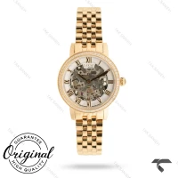ساعت زنانه لکسمی 8573-3 طلایی صفحه اسکلتون دورنگین Laxmi-9601-L