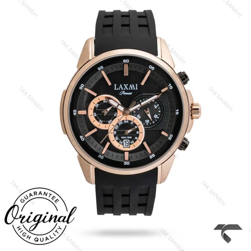 ساعت مردانه لاکسمی 8805-2 رزگلد مشکی Laxmi-9607-G