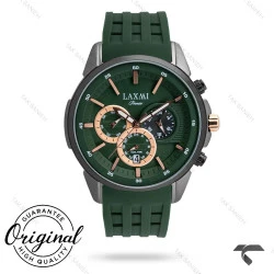 ساعت مردانه لاکسمی 8805-4 فول دیت بند رابر سبز Laxmi-9609-G