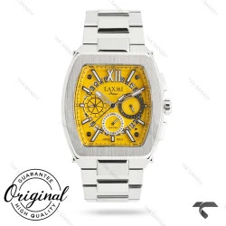 ساعت لاکسمی مستطیلی مردانه 8818-5 سیلور صفحه زرد Laxmi-9666-G