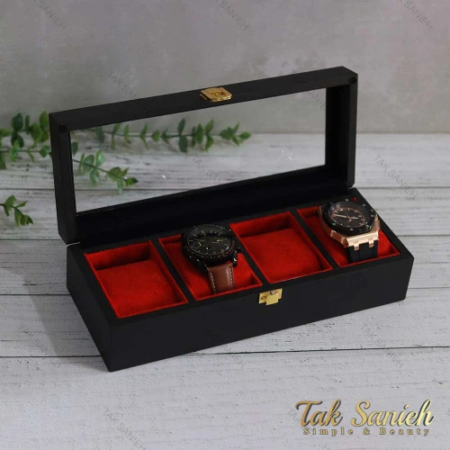 جعبه ساعت مچی 4 تایی رنگ بدنه مشکی Watches-Box-4-5257-U