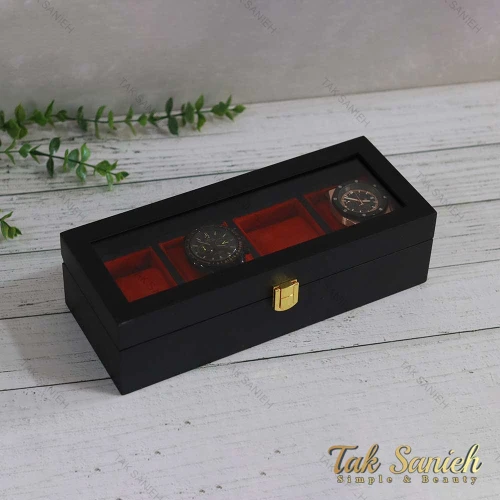 جعبه ساعت مچی 4 تایی رنگ بدنه مشکی Watches-Box-4-5257-U