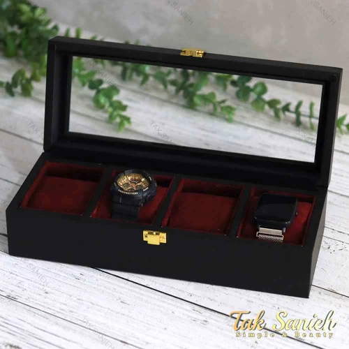 جعبه ساعت مچی 4 تایی رنگ بدنه مشکی Watches-Box-4-5257-U