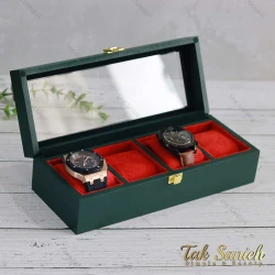 جعبه ساعت مچی 4 تایی رنگ بدنه سبز Watches-Box-4-5258-U