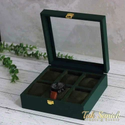 جعبه ساعت مچی 6 تایی رنگ بدنه سبز Watches-Box-6-5259-U
