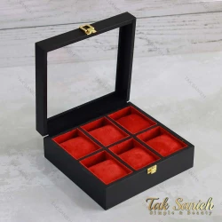 جعبه ساعت مچی 6 تایی رنگ بدنه مشکی Watches-Box-6-5260-U