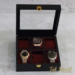 جعبه ساعت مچی 6 تایی رنگ بدنه مشکی Watches-Box-6-5260-U