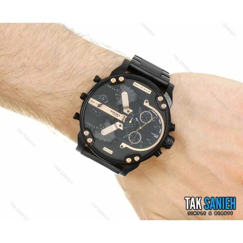 ساعت دیزل هفت موتوره مردانه مشکی رزگلد Diesel-2705-G