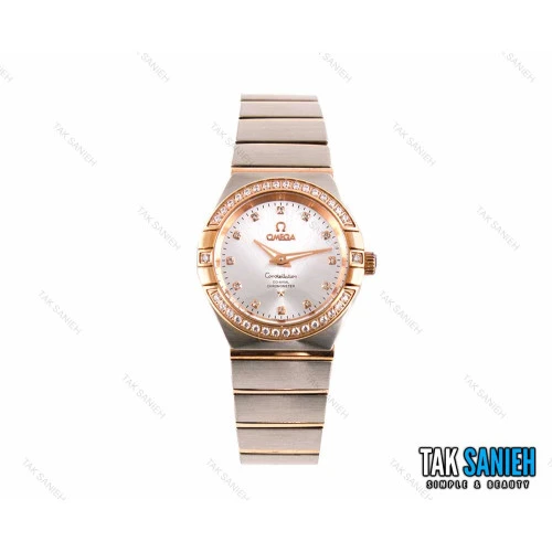 ساعت زنانه امگا کانسلیشن نگین دار رزگلد نقره ای Omega-2558-L