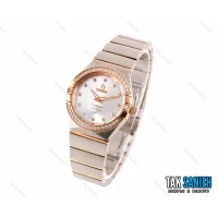 ساعت زنانه امگا کانسلیشن نگین دار رزگلد نقره ای Omega-2558-L