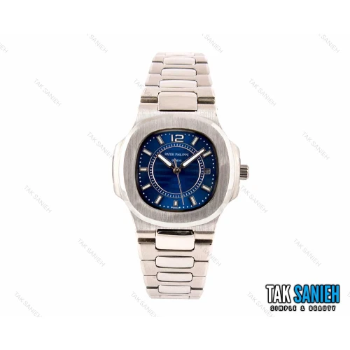 ساعت پتک فلیپ ناتیلوس زنانه نقره ای صفحه سرمه ای Patek-2470-L