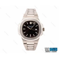 ساعت پتک فلیپ مردانه ناتیلوس نقره ای صفحه مشکی Patek-2474-G