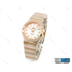 ساعت امگا کانسلیشن دورنگ رزگلد نگین دار خطی Omega-1496-L