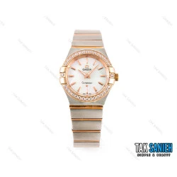 ساعت امگا کانسلیشن دورنگ رزگلد نگین دار خطی Omega-1496-L