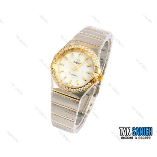 ساعت اومگا کانسلیشن زنانه طلایی سیلور نگین دار Omega-1667-L