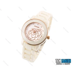 ساعت شنل زنانه سرامیکی رنگ شیری Chanel-2028-L