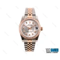ساعت زنانه رولکس رزگلد نقره ای نگین دار Rolex-1966-L