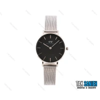ساعت دنیل ولینگتون زنانه بند حصیری نقره ای صفحه مشکی اسمال Daniel-2215-L