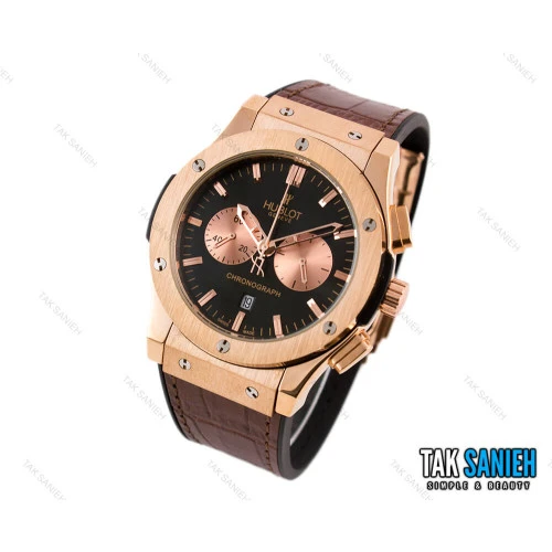 ساعت مردانه هابلوت سه موتوره رزگلد قهوه ای Hublot-2220-G