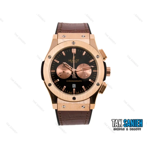 ساعت مردانه هابلوت سه موتوره رزگلد قهوه ای Hublot-2220-G
