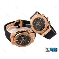 ساعت هابلوت ست سه موتوره رزگلد مشکی Hublot-2223-S