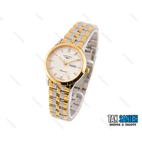 ساعت لونژین زنانه طلایی نقره ای صفحه سفید Longines-2188-L