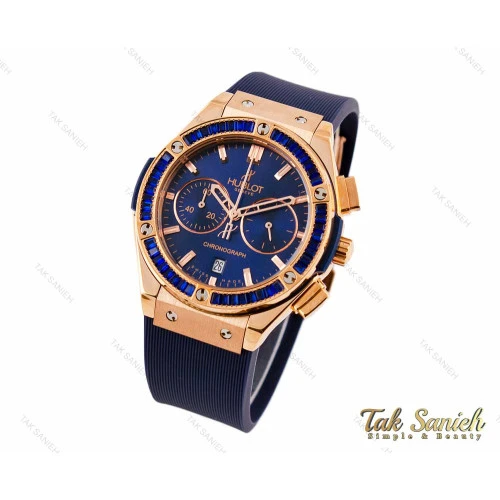 ساعت هابلوت زنانه سه موتوره رزگلد سرمه ای Hublot-2842-L