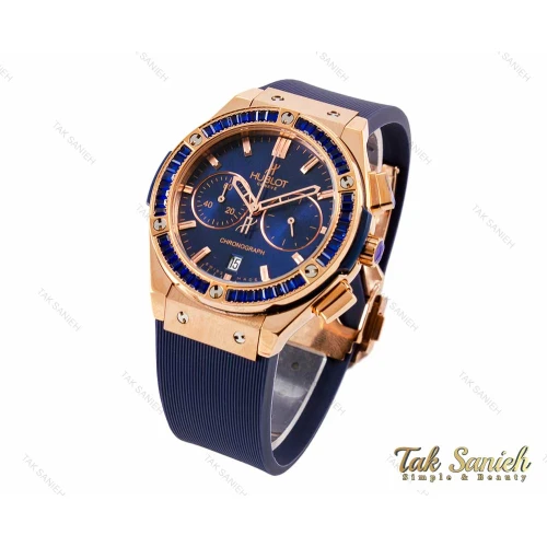 ساعت هابلوت زنانه سه موتوره رزگلد سرمه ای Hublot-2842-L