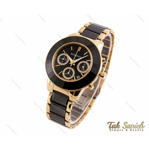 ساعت زنانه رومانسون سه موتوره سرامیکی مشکی طلایی Romanson-2864-L