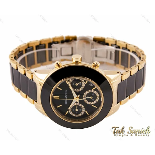 ساعت زنانه رومانسون سه موتوره سرامیکی مشکی طلایی Romanson-2864-L