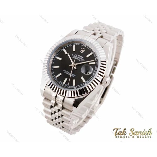 ساعت رولکس مردانه دیت جاست 2 سیلور صفحه مشکی Rolex-3121-G