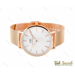 ساعت دنیل ولینگتون مردانه رزگلد بند حصیری صفحه سفید Daniel-3181-G