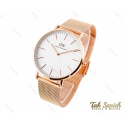 ساعت دنیل ولینگتون مردانه رزگلد بند حصیری صفحه سفید Daniel-3181-G