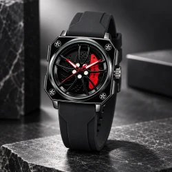 ساعت مردانه ریک رینگی قاب مستطیل بند رابر Rick-12002-G