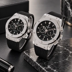 ساعت هابلوت ست سه موتوره نقره ای مشکی Hublot-3776-S