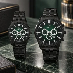 ساعت انزو ست EC-3122 مشکی صفحه سبز مشکی Enzo-8792-S