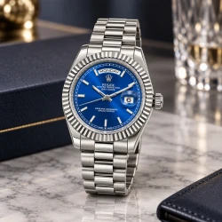 ساعت مردانه رولکس دی دیت استیل صفحه سرمه ای Rolex-11431-G