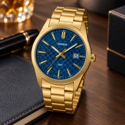 ساعت کاسیو MTP-VD03G-2AU مردانه طلایی صفحه سرمه ای Casio-11426-G