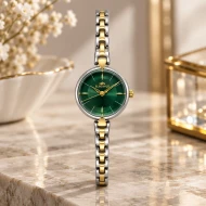 ساعت الگانس زنانه رفرنس EL007 دورنگ طلایی صفحه سبز Elegance-11494-L