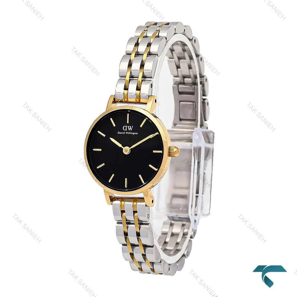 ساعت DW زنانه دورنگ طلایی صفحه مشکی مینی DW-6315-L
