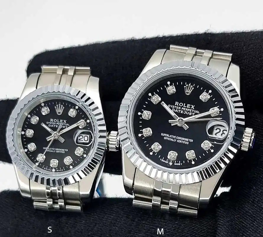 ساعت رولکس دیت جاست نقره ای صفحه مشکی RXS39